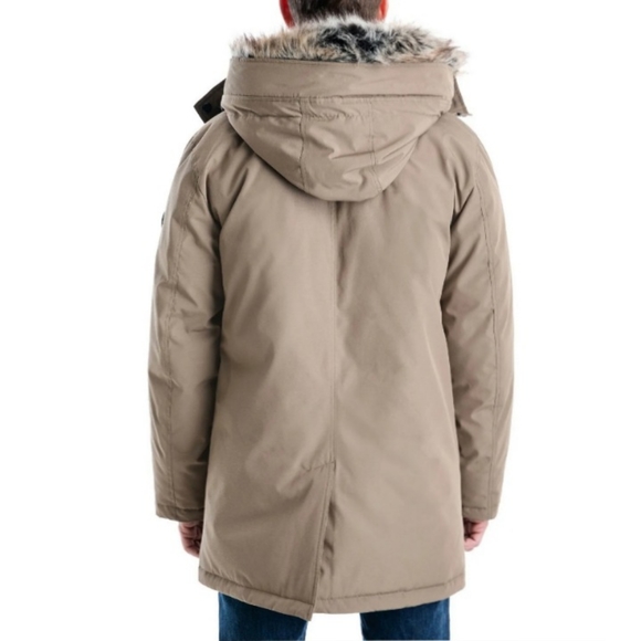 Michael Kors Men's Beige Bib Snorkel Faux-Fur Trim Parka Coat Jacket Size M $429 - Picture 2 of 16